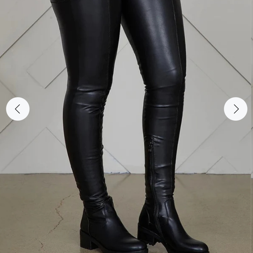 PU Leather Flat Over Knee Boots
